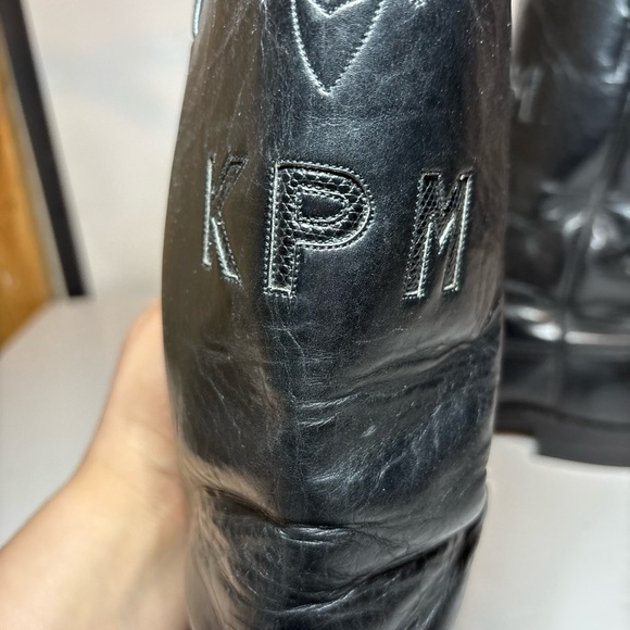 Custom Made Kangaroo Western Boots By Morado Brothers Almond Toe Black Size 12 - Picture 12 of 15